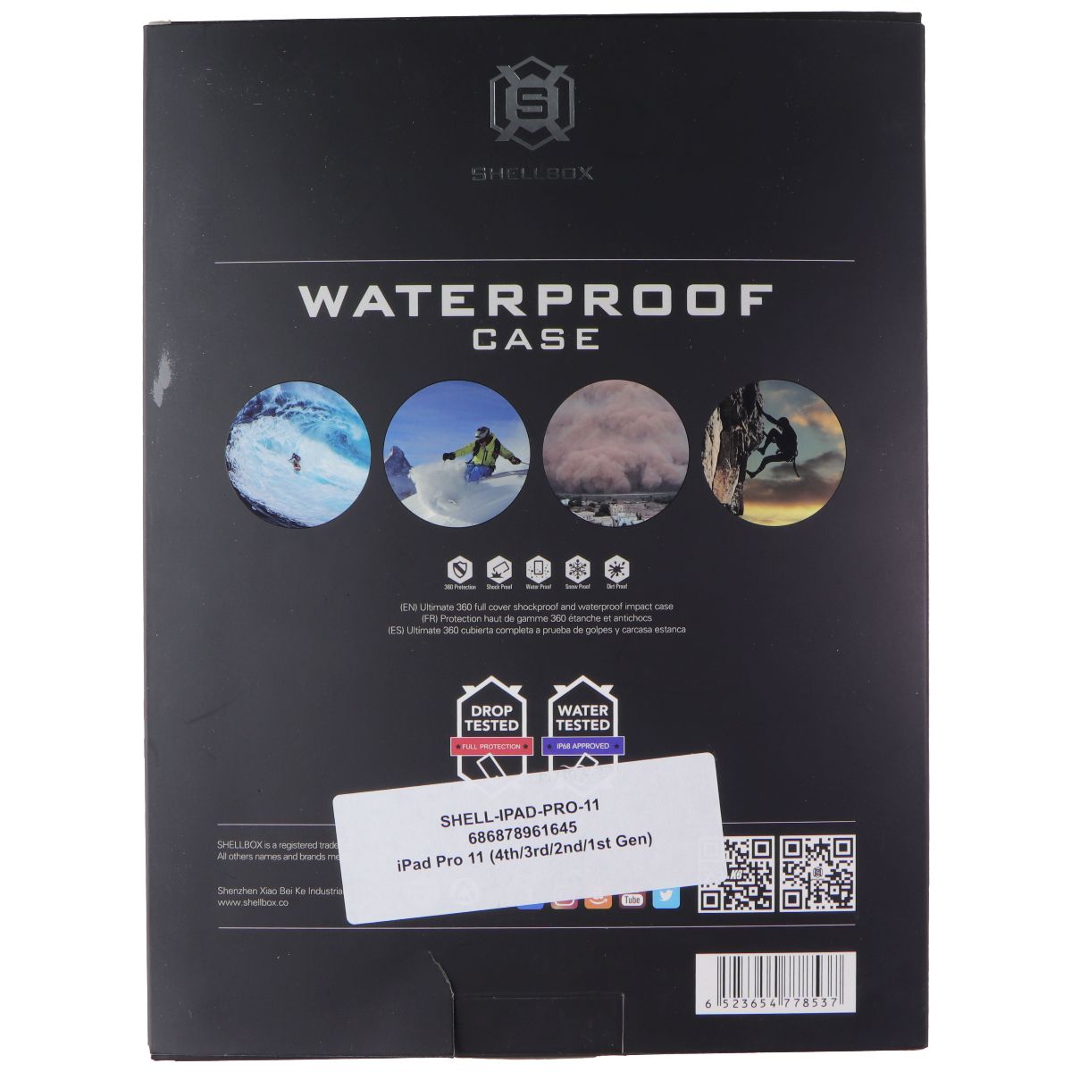 Shellbox IP68 Waterproof Case for Apple iPad Pro 11" (4th/3rd/2nd/1st) - Black iPad/Tablet Accessories - Cases, Covers, Keyboard Folios Shellbox - Simple Cell Bulk Wholesale Pricing - USA Seller