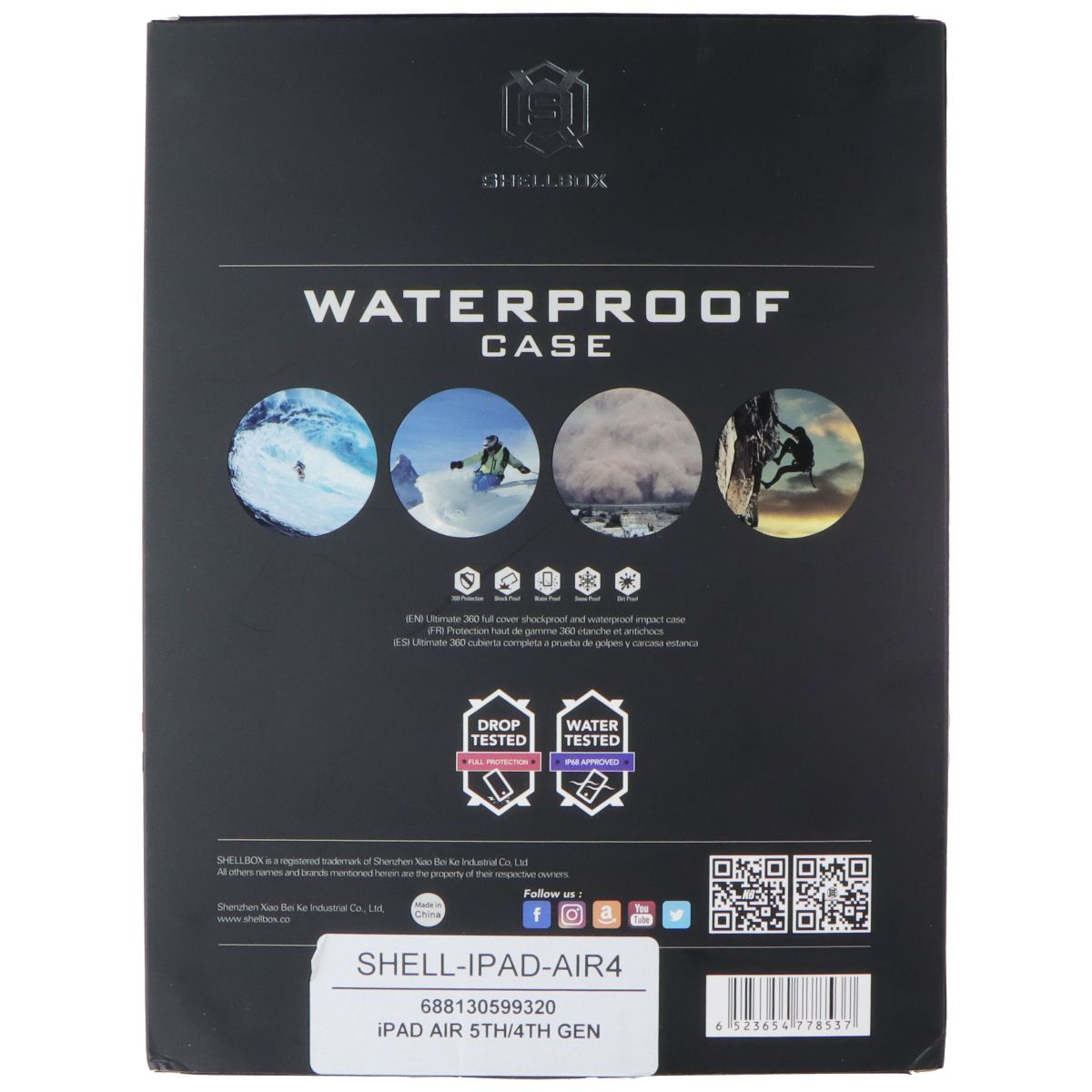 Shellbox IP68 Waterproof Case for iPad Air 4th Gen (10.9-inch) - Black iPad/Tablet Accessories - Cases, Covers, Keyboard Folios Shellbox - Simple Cell Bulk Wholesale Pricing - USA Seller