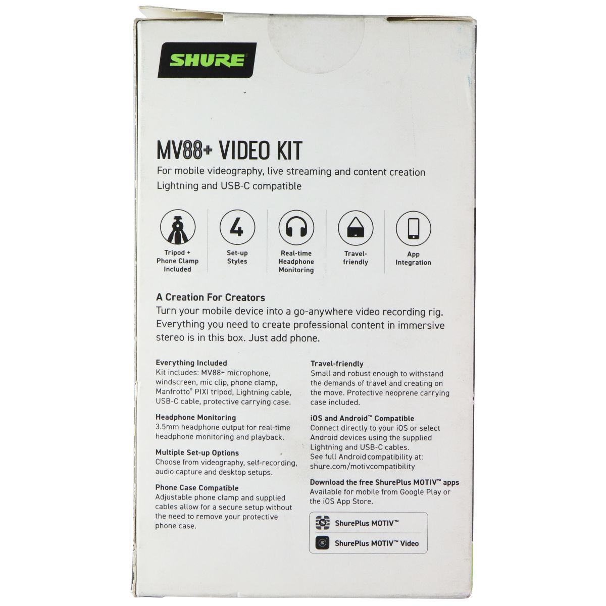 Shure MV88+ Video Kit Microphone & Tripod for Mobile Videography & Streaming Pro Audio Equipment - Microphones Shure - Simple Cell Bulk Wholesale Pricing - USA Seller