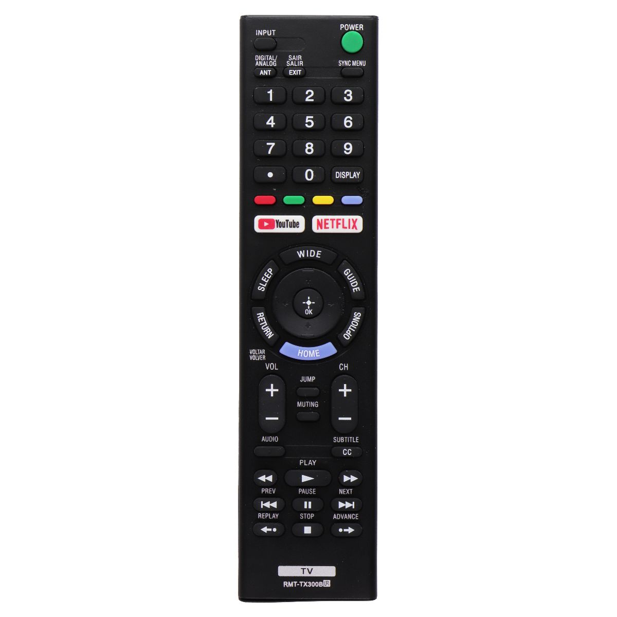 Sony Remote Control (RMT-TX300B) with YouTube and Netflix Buttons - Black TV, Video & Audio Accessories - Remote Controls Sony - Simple Cell Bulk Wholesale Pricing - USA Seller