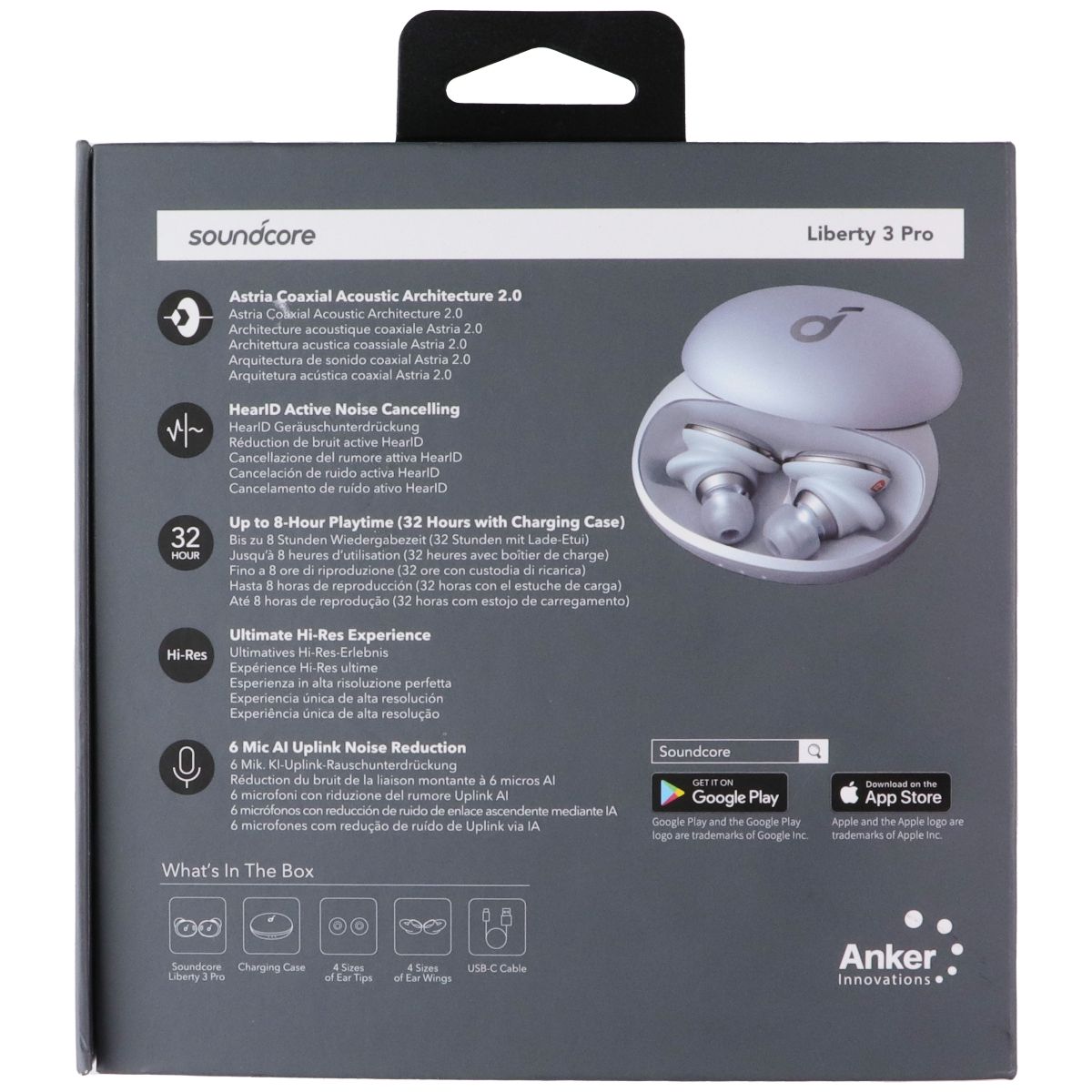 Soundcore by Anker Liberty 3 Pro True Wireless Noise Cancelling Earbuds - Gray Cell Phone - Headsets Soundcore - Simple Cell Bulk Wholesale Pricing - USA Seller