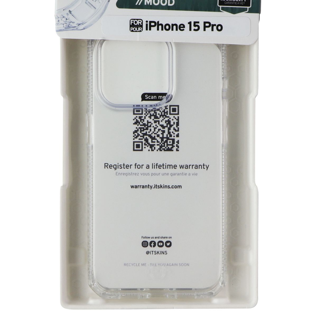 ITSKINS Spectrum_R // Mood Series Case for Apple iPhone 15 Pro - Clear / Purple Cell Phone - Cases, Covers & Skins Spectrum - Simple Cell Bulk Wholesale Pricing - USA Seller