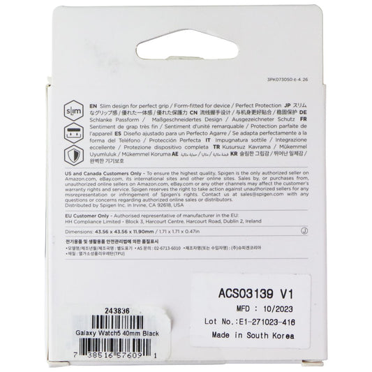 Spigen Liquid Air Case for Samsung Galaxy Watch5/4 (40mm) - Matte Black Smart Watch Accessories - Smart Watch Cases Spigen - Simple Cell Bulk Wholesale Pricing - USA Seller