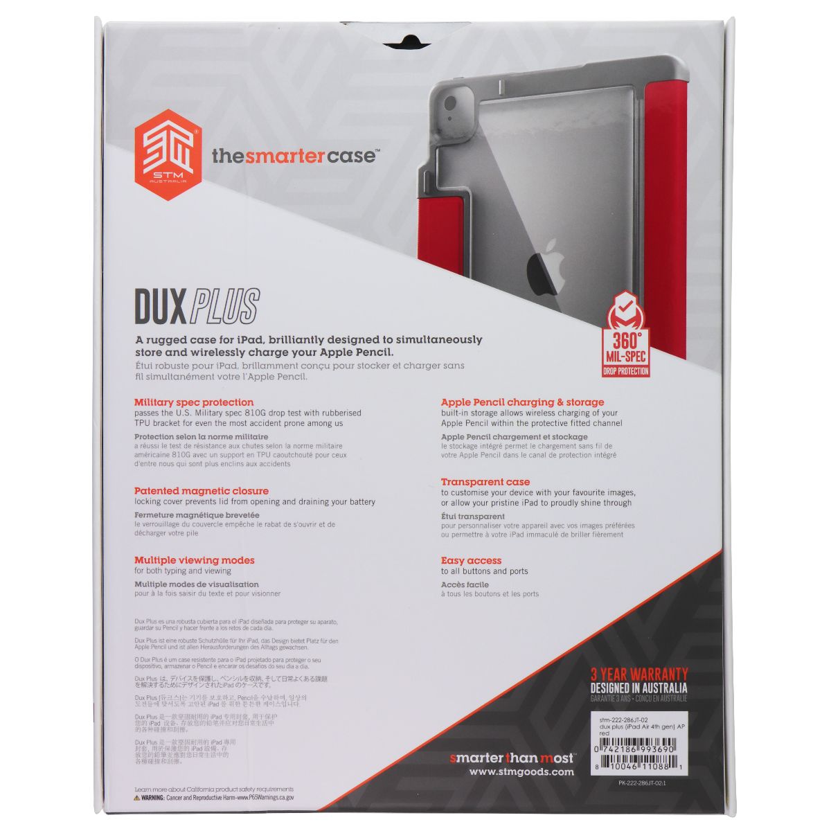 STM Dux Plus Folio Case for Apple iPad Air 5th/4th/M2 6th Gen (2024) - Red iPad/Tablet Accessories - Cases, Covers, Keyboard Folios STM - Simple Cell Bulk Wholesale Pricing - USA Seller