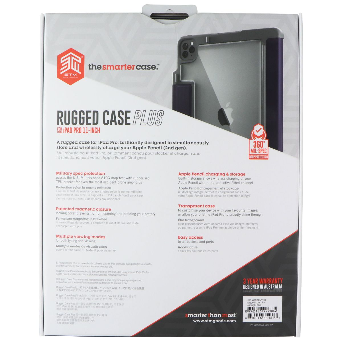 STM Rugged Case Plus for Apple iPad Pro 11-inch (2nd/1st Gen) - Midnight Blue iPad/Tablet Accessories - Cases, Covers, Keyboard Folios STM - Simple Cell Bulk Wholesale Pricing - USA Seller