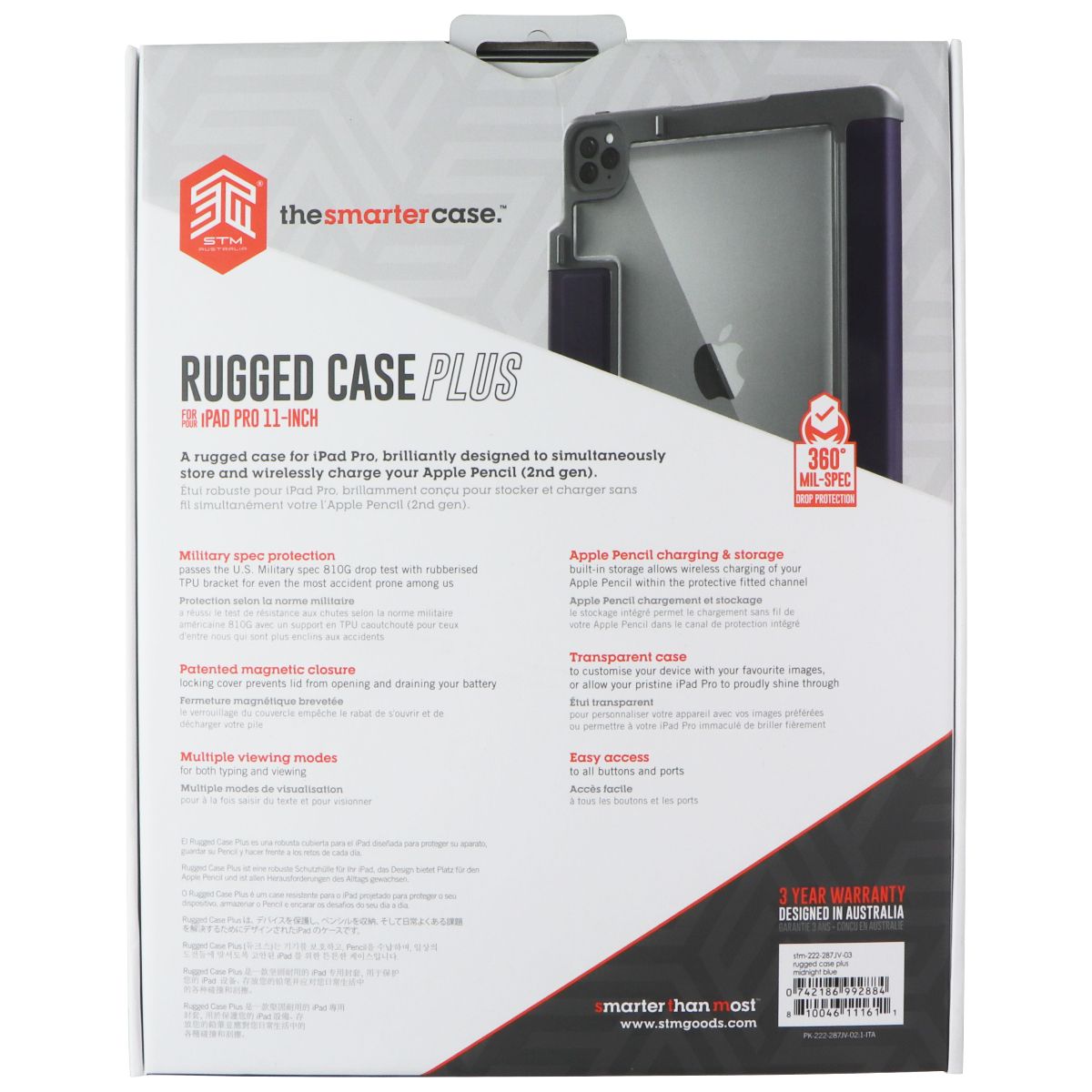 STM Rugged Case Plus Series for iPad Pro 11-inch (2nd/1st Gen) - Midnight Blue iPad/Tablet Accessories - Cases, Covers, Keyboard Folios STM - Simple Cell Bulk Wholesale Pricing - USA Seller