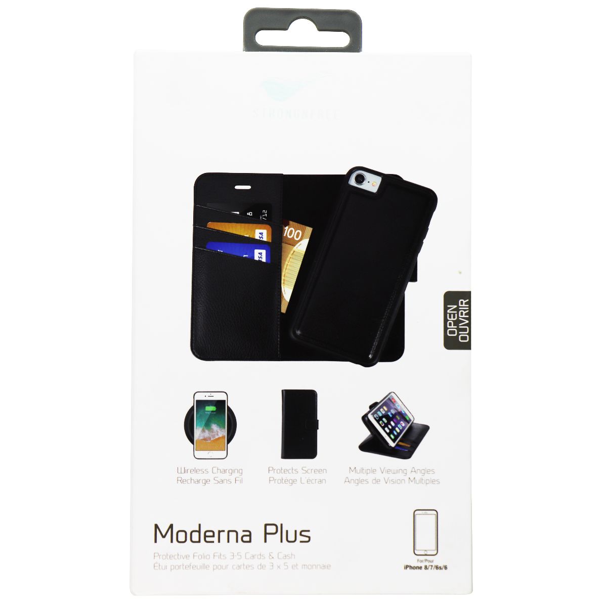 Strongnfree Moderna Plus Folio Wallet Case for Apple iPhone 8/7/6s/6 - Black Cell Phone - Cases, Covers & Skins StrongNFree - Simple Cell Bulk Wholesale Pricing - USA Seller