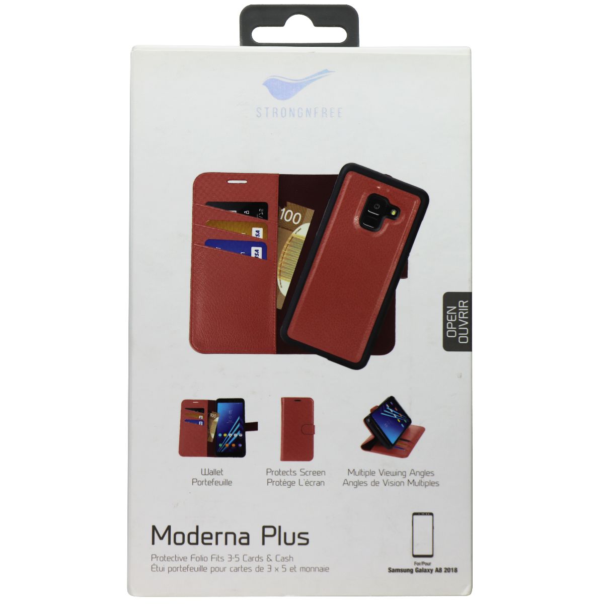 Strongnfree Moderna Plus Folio Wallet Case for Galaxy A8 (2018) - Dusty Red Cell Phone - Cases, Covers & Skins StrongNFree - Simple Cell Bulk Wholesale Pricing - USA Seller