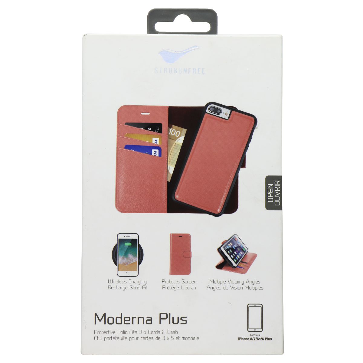 StrongNFree Moderna Plus Wallet Case for iPhone 8 Plus/7 Plus - Dusty Red Cell Phone - Cases, Covers & Skins StrongNFree - Simple Cell Bulk Wholesale Pricing - USA Seller