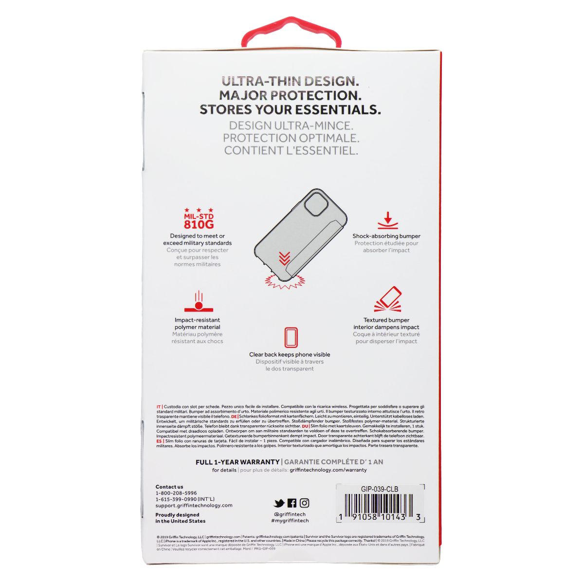 Griffin Survivor Clear Wallet Case for Apple iPhone 11 Pro Max - Clear/Black Cell Phone - Cases, Covers & Skins Survivor - Simple Cell Bulk Wholesale Pricing - USA Seller