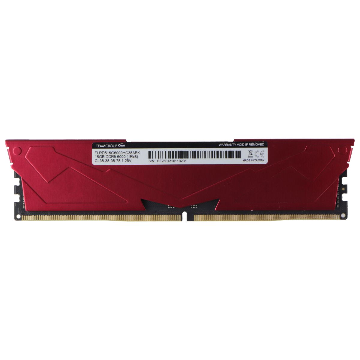 TeamGroup T-Force Vulcan (16GB) DDR5-6000 RAM (FLRD516G6000HC38ABK) - Red Computer Parts - Memory (RAM) TeamGroup - Simple Cell Bulk Wholesale Pricing - USA Seller