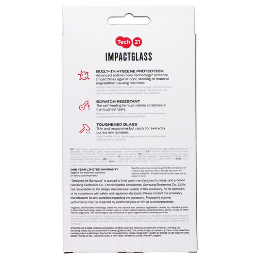 Tech21 Impact Glass Scratch Free Screen Protector for Samsung Galaxy S22 Cell Phone - Screen Protectors Tech21 - Simple Cell Bulk Wholesale Pricing - USA Seller