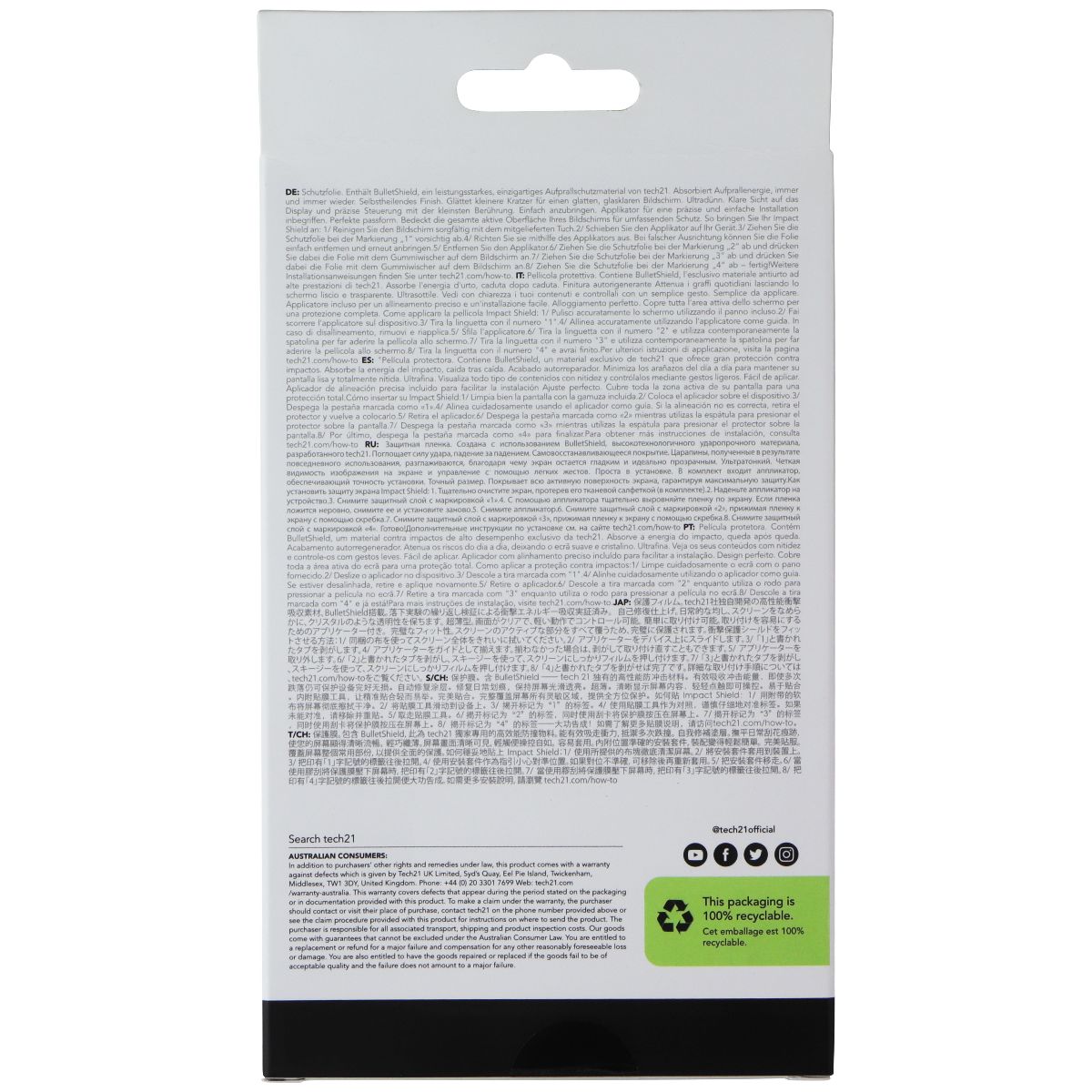 Tech21 Protective FILM Self-Heal Screen Protector for iPhone 11 Pro Max - Clear Cell Phone - Cases, Covers & Skins Tech21 - Simple Cell Bulk Wholesale Pricing - USA Seller