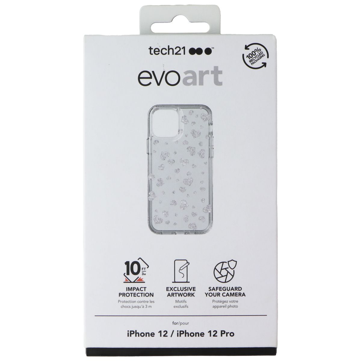 Tech21 EvoArt Phone Case for Apple iPhone 12 / 12 Pro - Hearts / Clear Cell Phone - Cases, Covers & Skins Tech21 - Simple Cell Bulk Wholesale Pricing - USA Seller
