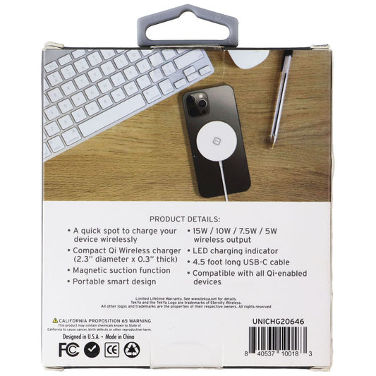 TekYa (15W) QiTek Spot Qi Wireless Charging Pad with Magnetic Suction - White Cell Phone - Chargers & Cradles TekYa - Simple Cell Bulk Wholesale Pricing - USA Seller