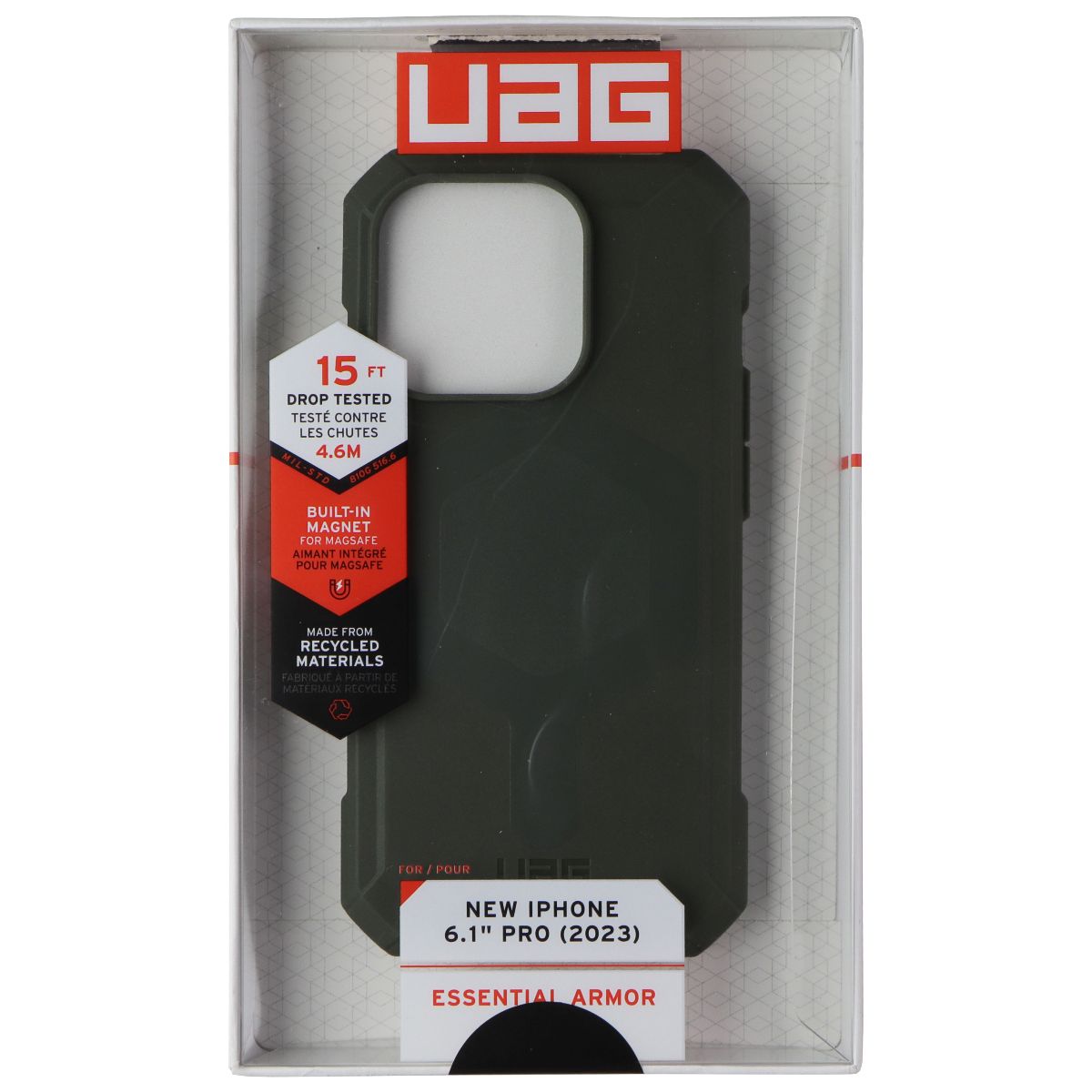 UAG Essential Armor Case for MagSafe for Apple iPhone 15 Pro - Olive Drab Cell Phone - Cases, Covers & Skins UAG - Simple Cell Bulk Wholesale Pricing - USA Seller