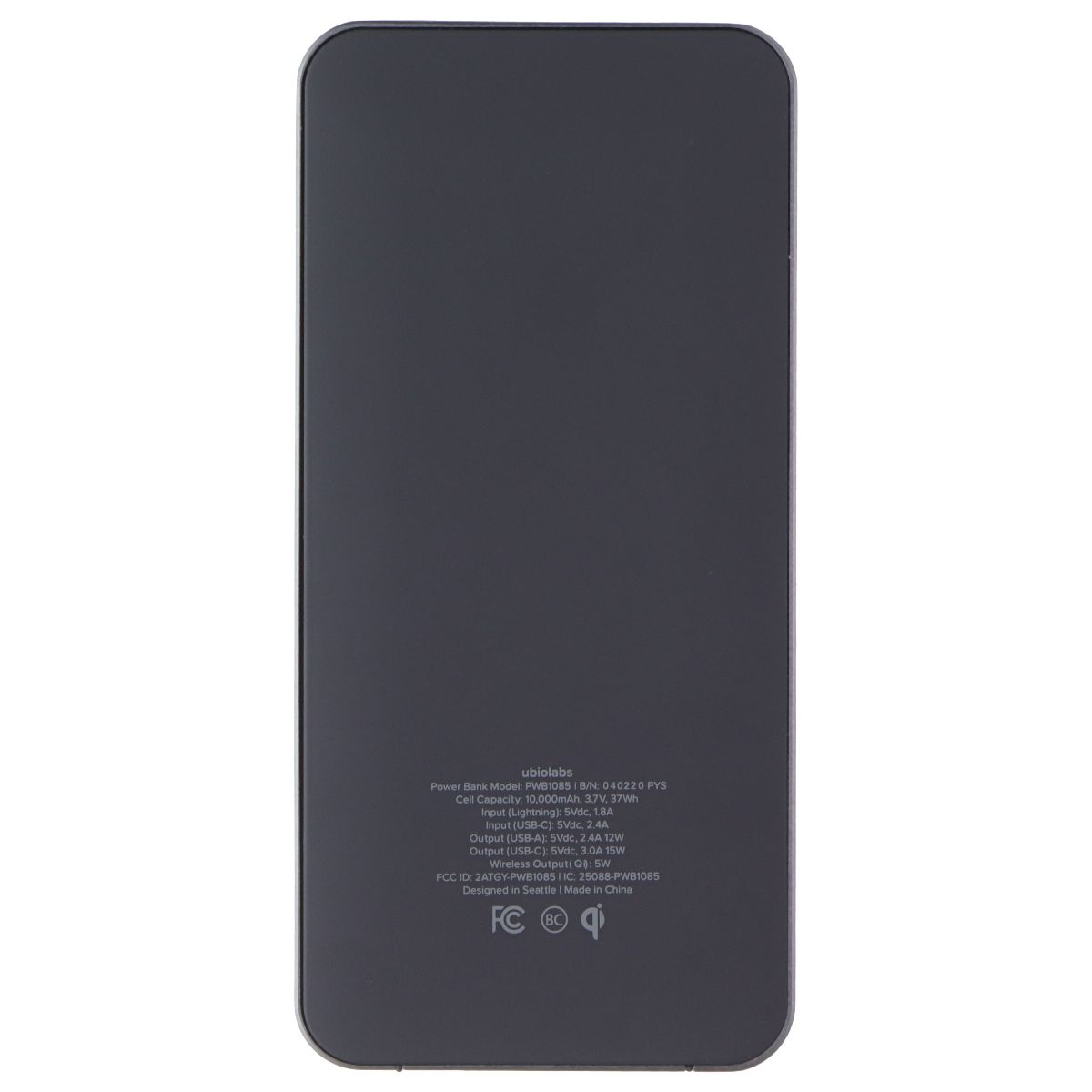 Ubiolabs POWER (10,000mAh) Qi Wireless Portable Charger - Black (PWB1085) Cell Phone - Chargers & Cradles ubiolabs - Simple Cell Bulk Wholesale Pricing - USA Seller