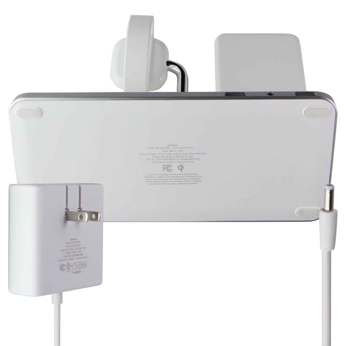 Ubiolabs 3-in-1 Wireless Charging Stand Qi Compatible (AWC1070AW) - White Smart Watch Accessories - Chargers & Docking Stations Ubio Labs - Simple Cell Bulk Wholesale Pricing - USA Seller