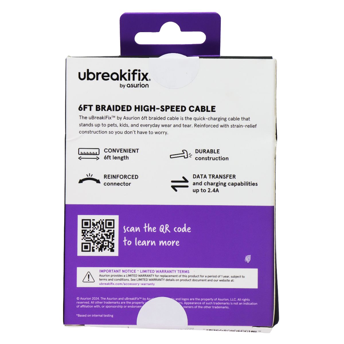 UBREAKIFIX 6FT Braided High Speed USB-A to Lightning 8-Pin Cable - Gray/White Cell Phone - Cables & Adapters UBREAKIFIX - Simple Cell Bulk Wholesale Pricing - USA Seller