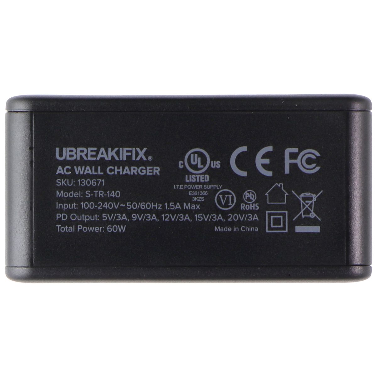 UBREAKIFIX 60-Watt USB-C Power Delivery Wall Charger - Black Cell Phone - Chargers & Cradles UBREAKIFIX - Simple Cell Bulk Wholesale Pricing - USA Seller