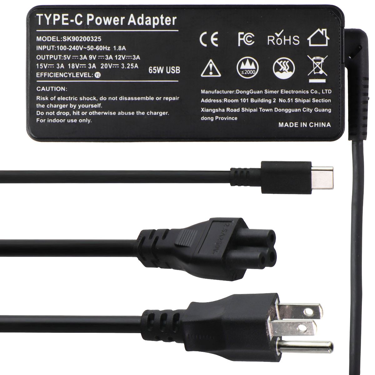 Type-C (65W/USB-C/20V/3.25A) Power Adapter for Lenovo/Chromebook (SK90200325) Computer Accessories - Laptop Power Adapters/Chargers Unbranded - Simple Cell Bulk Wholesale Pricing - USA Seller