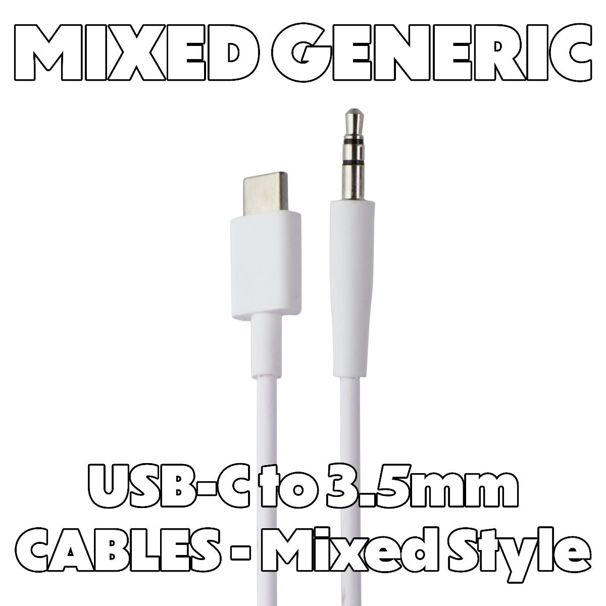 Mixed / Generic USB-C to 3.5mm Auxiliary Adapter Cables - White Cell Phone - Cables & Adapters Unbranded - Simple Cell Bulk Wholesale Pricing - USA Seller