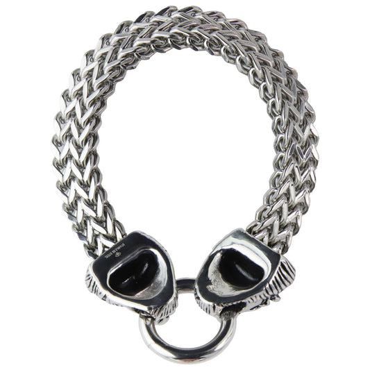 Antique-Finish Double Lion Head Link Bracelet in Stainless Steel - 9.0-inch Fashion Jewelry - Bracelets & Charms Unbranded - Simple Cell Bulk Wholesale Pricing - USA Seller