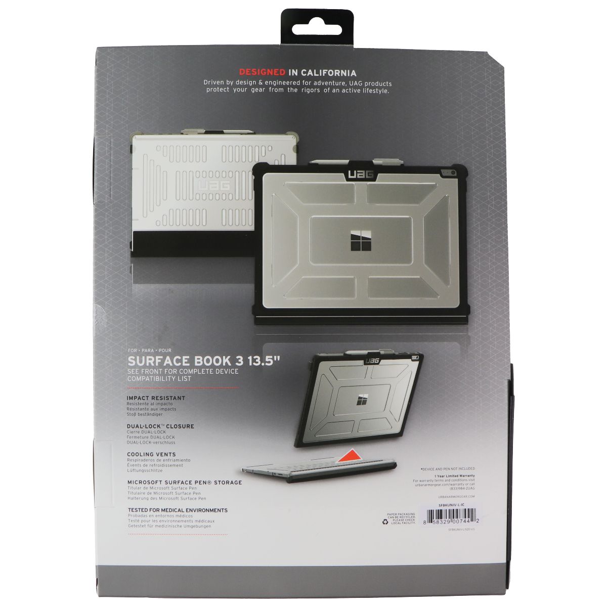 UAG Plasma Series Case for Microsoft Surface Book 3/2/1 (13.5-in) Tablets - Ice Computer Accessories - Laptop Cases & Bags Urban Armor Gear - Simple Cell Bulk Wholesale Pricing - USA Seller