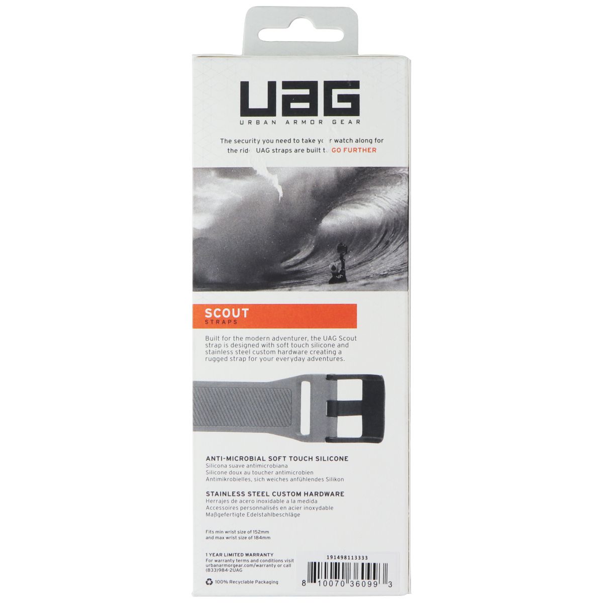 Urban Armor Gear UAG Scout Series Straps for Apple Watch (40mm/38mm) - Silver Smart Watch Accessories - Watch Bands Urban Armor Gear - Simple Cell Bulk Wholesale Pricing - USA Seller