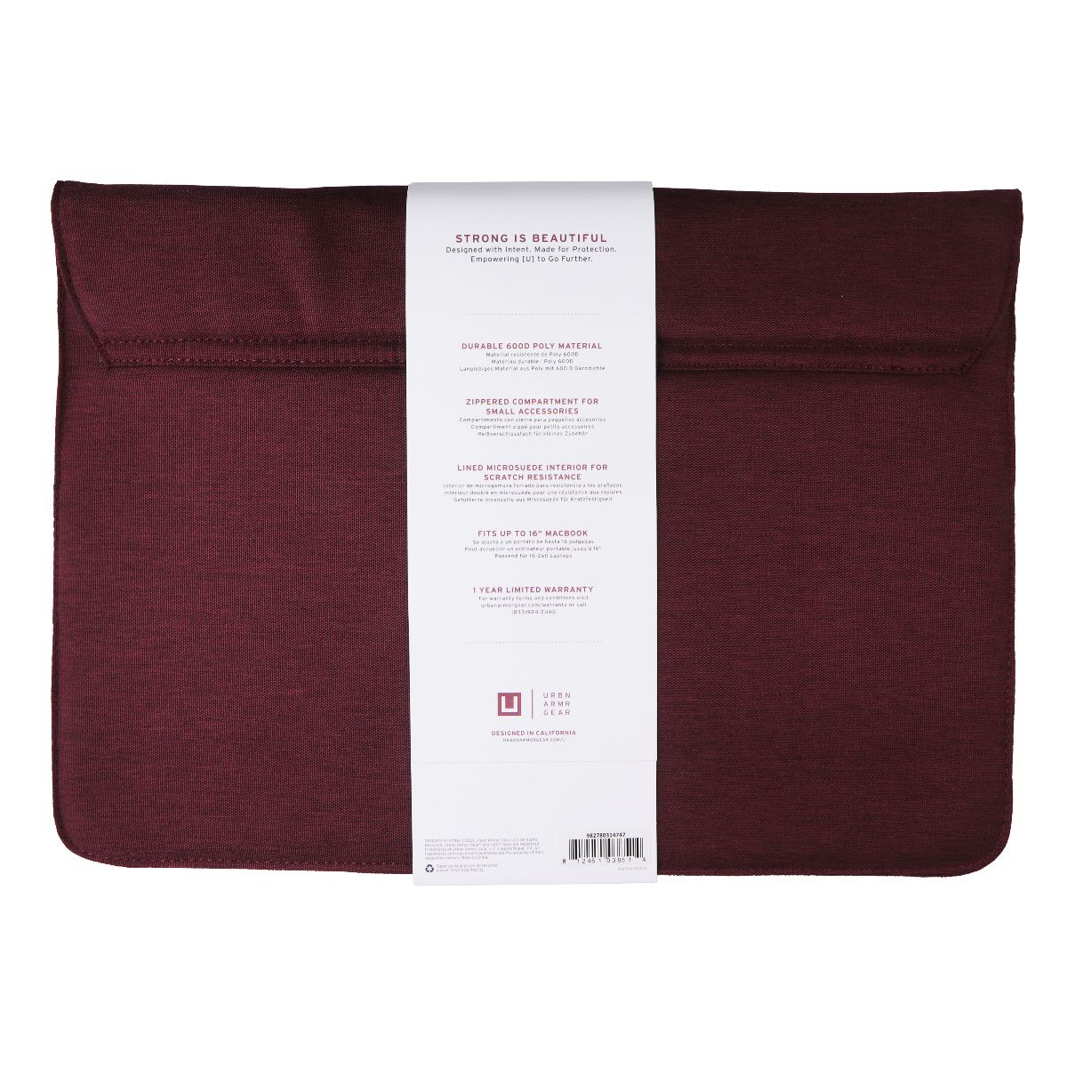Urban Armor Gear Mouve Sleeve Case for up to 16-in Laptops - Aubergine Red Computer Accessories - Laptop Cases & Bags Urban Armor Gear - Simple Cell Bulk Wholesale Pricing - USA Seller