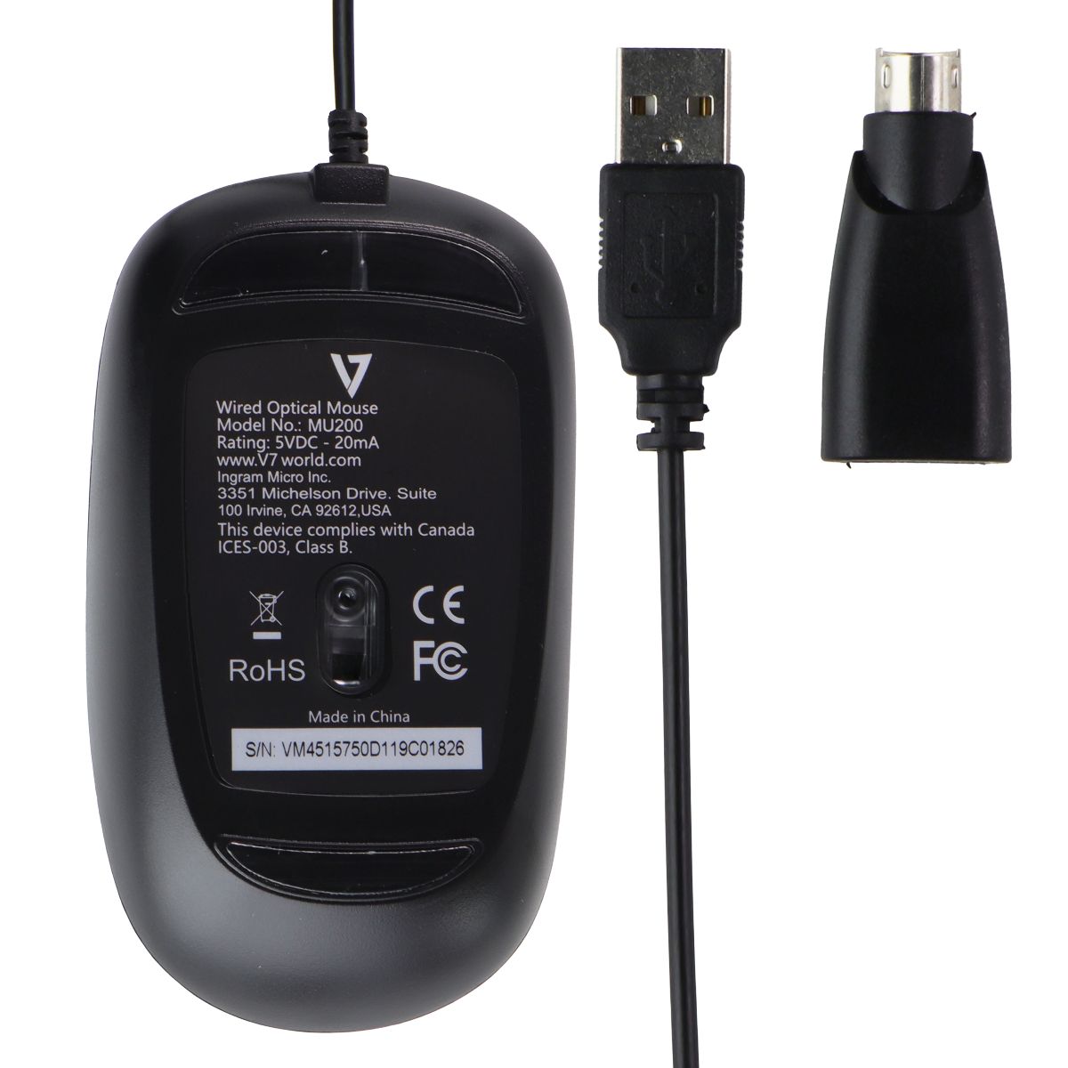 V7 USB Wired Full Size Keyboard and Mouse Combo - Black (CKU200US) Keyboards/Mice - Keyboard & Mouse Bundles V7 - Simple Cell Bulk Wholesale Pricing - USA Seller