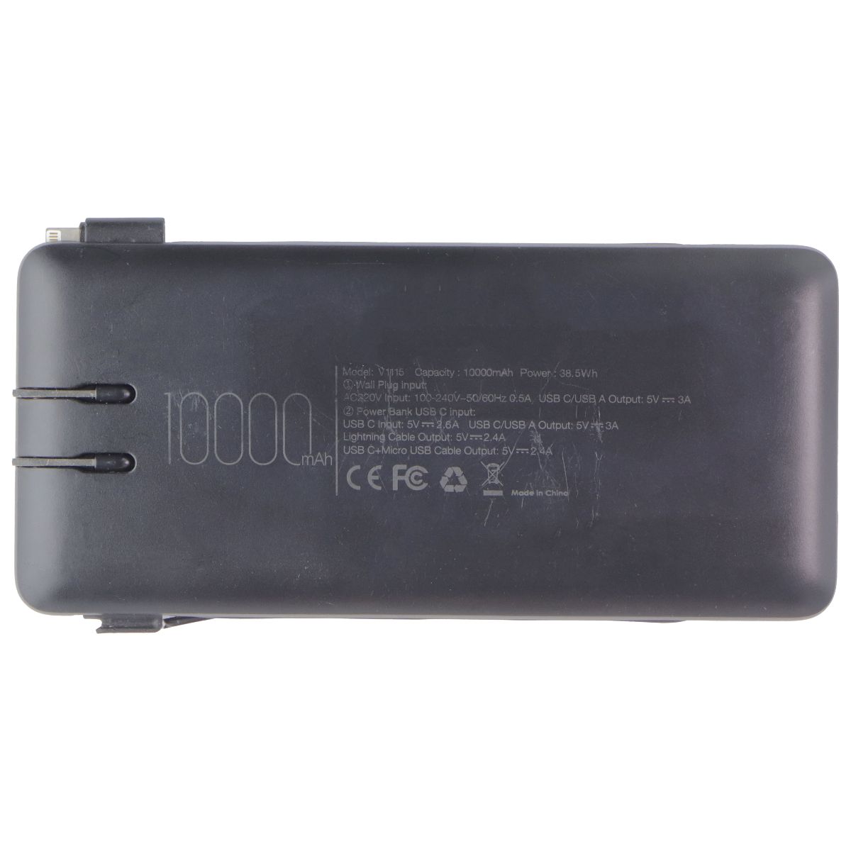 VEGER 10000mAh V1115 USB-C/USB-A/Lightning 8-Pin Power Bank - Black Cell Phone - Chargers & Cradles VEGER - Simple Cell Bulk Wholesale Pricing - USA Seller