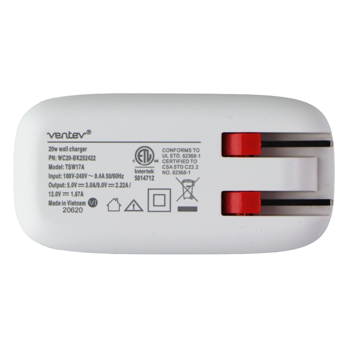 Ventev 20W USB-C Wall Charger + USB-C to Lightning 8-Pin Cable - White Cell Phone - Cables & Adapters Ventev - Simple Cell Bulk Wholesale Pricing - USA Seller