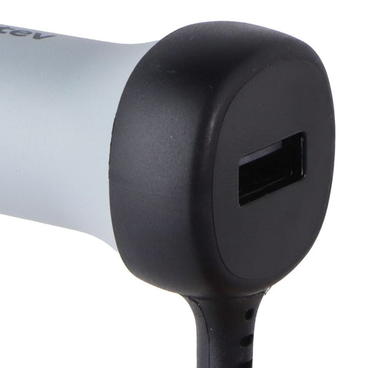 Ventev 27W Dual Car Charger (USB-A Port + Connected 8-Pin Cable) - Gray/Black