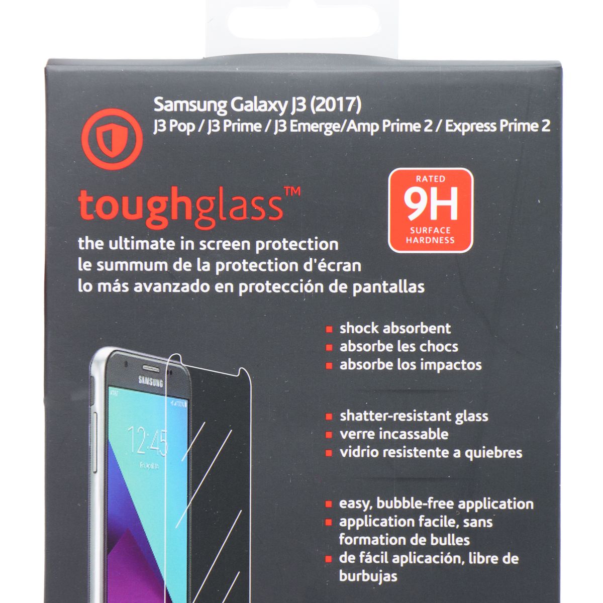 Ventev ToughGlass Tempered Glass Screen Protection for Samsung Galaxy J3 (2017) Cell Phone - Screen Protectors Ventev - Simple Cell Bulk Wholesale Pricing - USA Seller