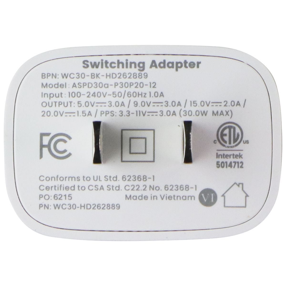 Ventev 30W Single Port USB-C Ultra Fast Wall Charger - White Cell Phone - Chargers & Cradles Ventev - Simple Cell Bulk Wholesale Pricing - USA Seller