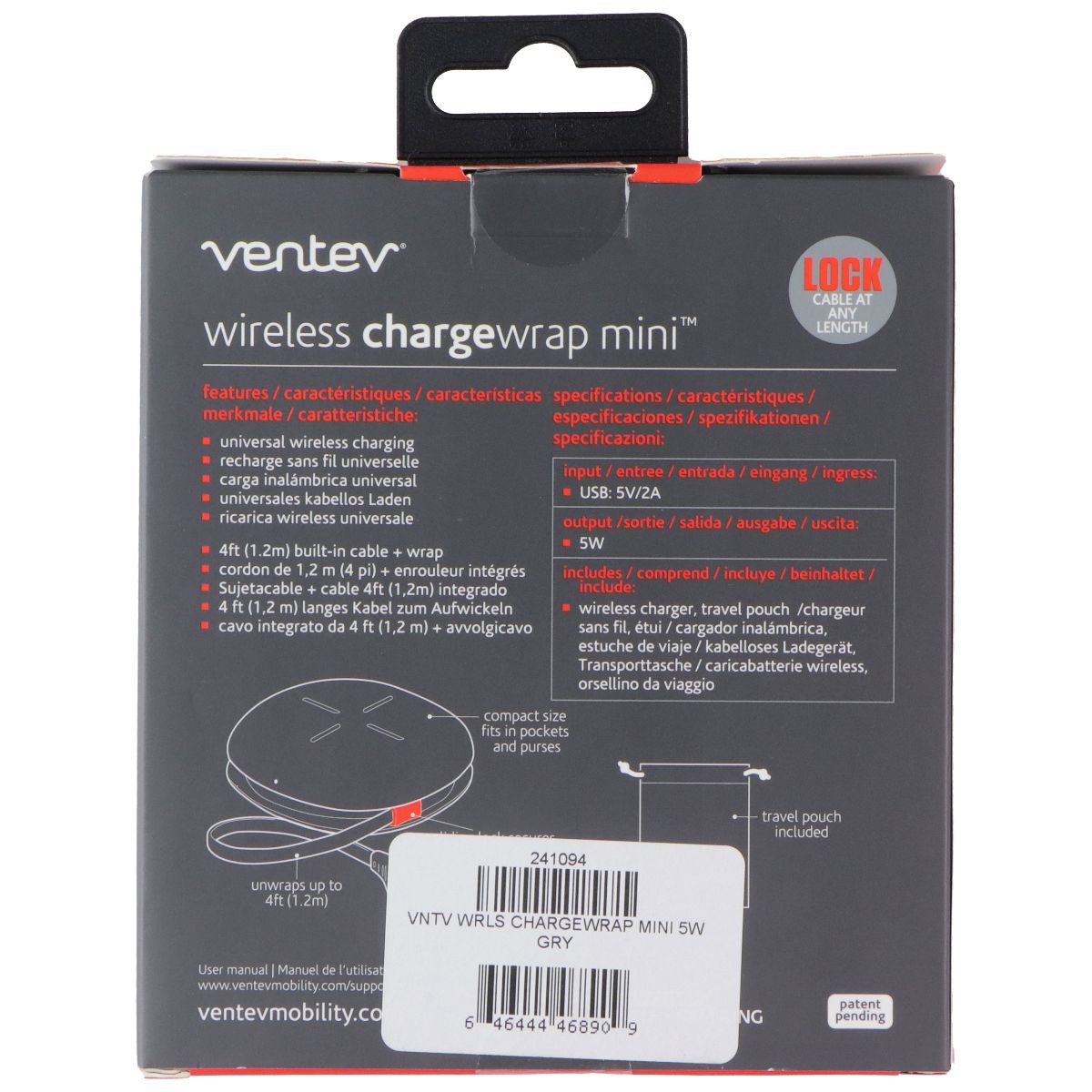Ventev Wireless Charge Wrap Mini - Gray (WCWMINVNV) Cell Phone - Chargers & Cradles Ventev - Simple Cell Bulk Wholesale Pricing - USA Seller