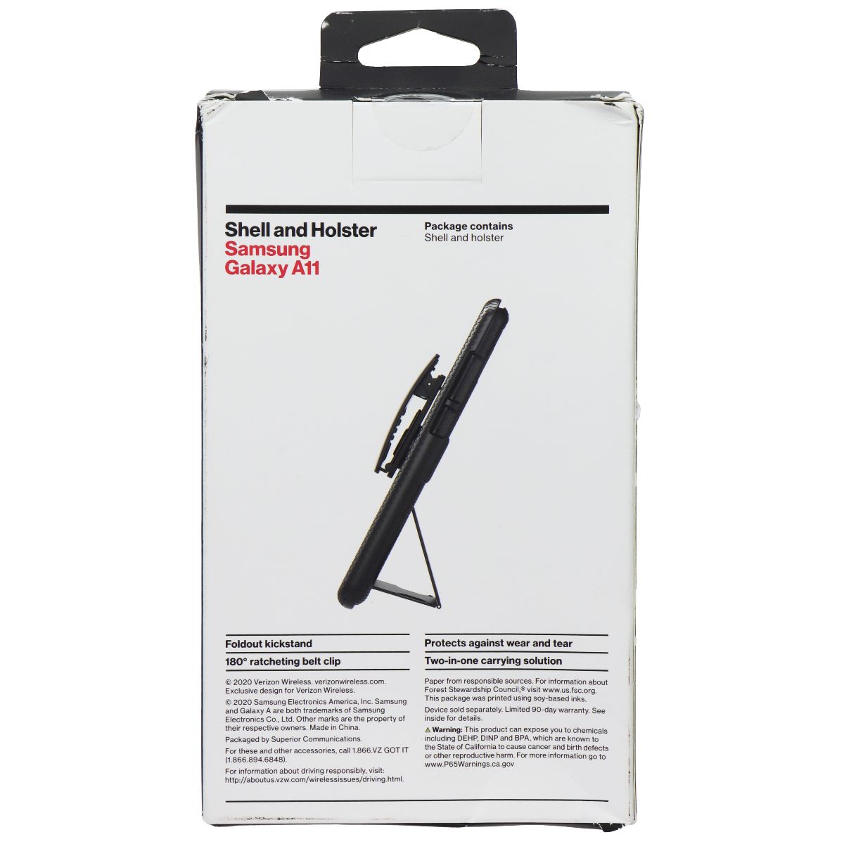 Verizon Shell and Holster Combo Case for Samsung Galaxy A11 - Black Cell Phone - Cases, Covers & Skins Verizon - Simple Cell Bulk Wholesale Pricing - USA Seller