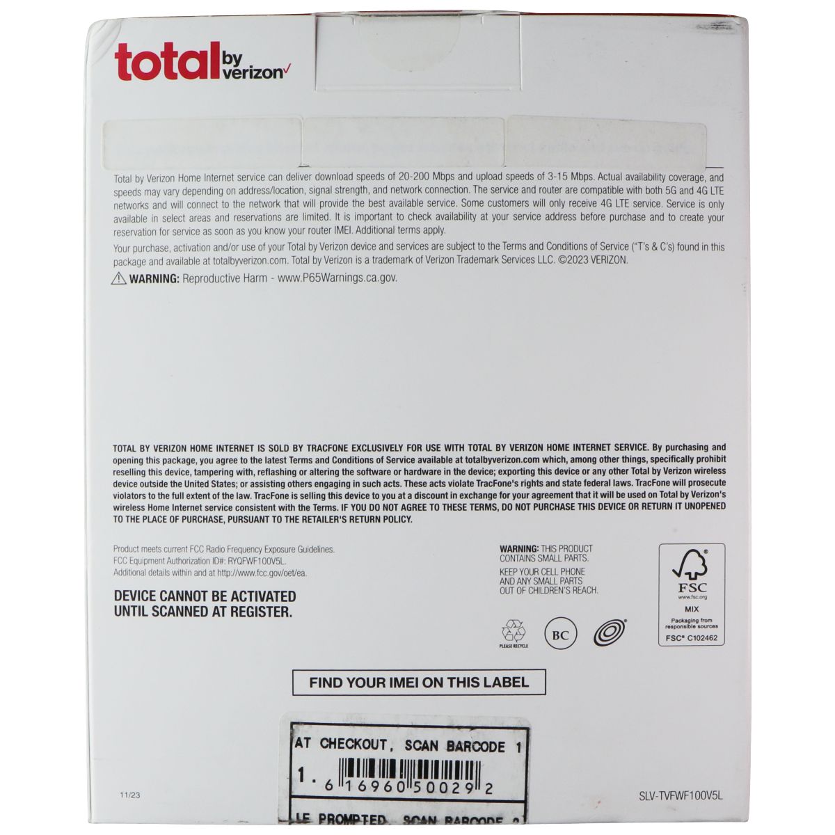 Total by Verizon 5G Home Internet All-in-One Router - White (SLV-TVFWF100V5L) Networking - Wireless Wi-Fi Routers Verizon - Simple Cell Bulk Wholesale Pricing - USA Seller