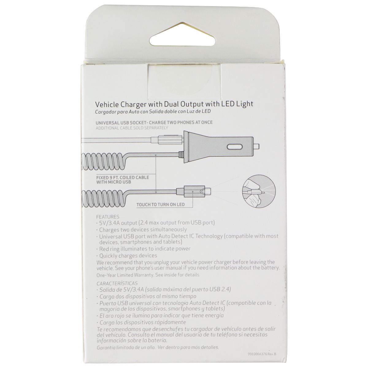 Verizon Vehicle Charger w/ Dual Output w/ LED Light - Black Cell Phone - Chargers & Cradles Verizon - Simple Cell Bulk Wholesale Pricing - USA Seller