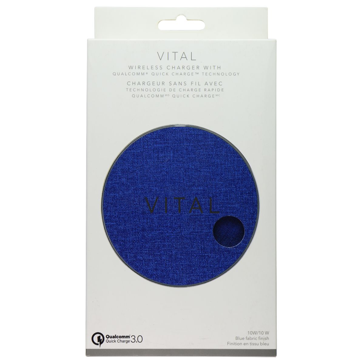 Vital 10W Wireless Charger with Qualcomm QC 3.0 for Qi Phones - Blue Fabric Cell Phone - Chargers & Cradles Vital - Simple Cell Bulk Wholesale Pricing - USA Seller
