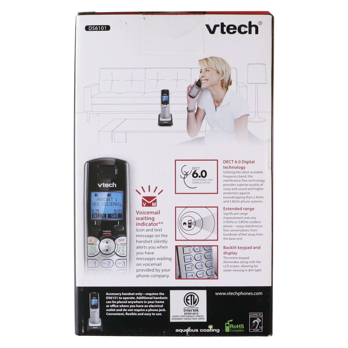 VTech DS6101 Accessory Handset for DS6111, DS6121 & DS6151 Cordless Systems