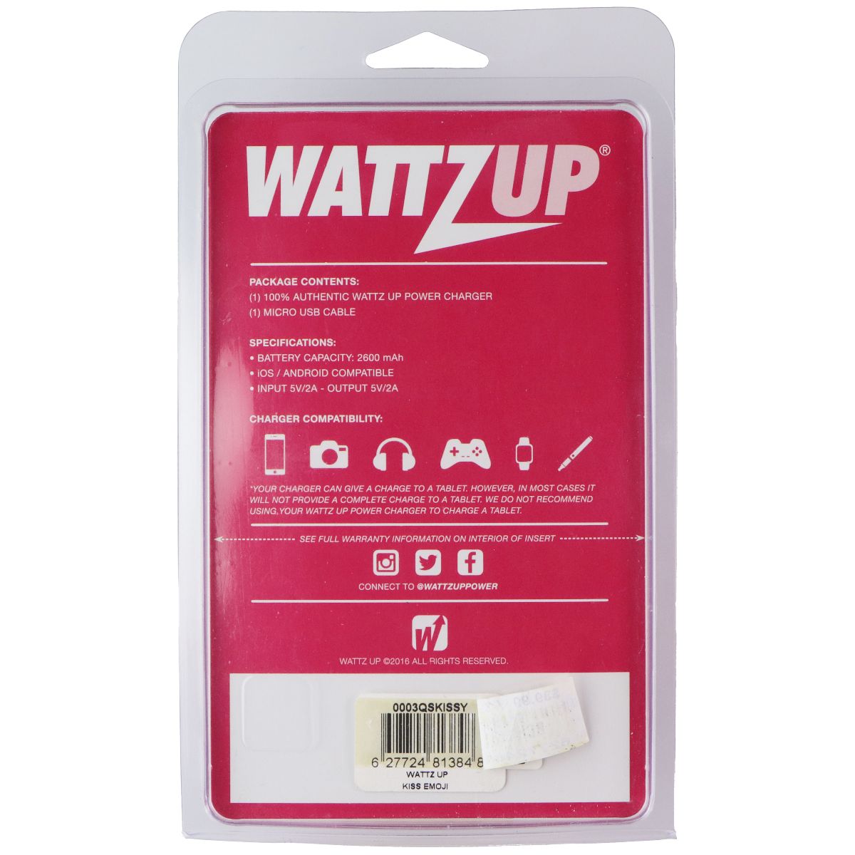 WATTZUP Portable Single Port Charger w/USB-A to Micro-USB Cable - Lovestruck Cell Phone - Chargers & Cradles WATTZUP - Simple Cell Bulk Wholesale Pricing - USA Seller