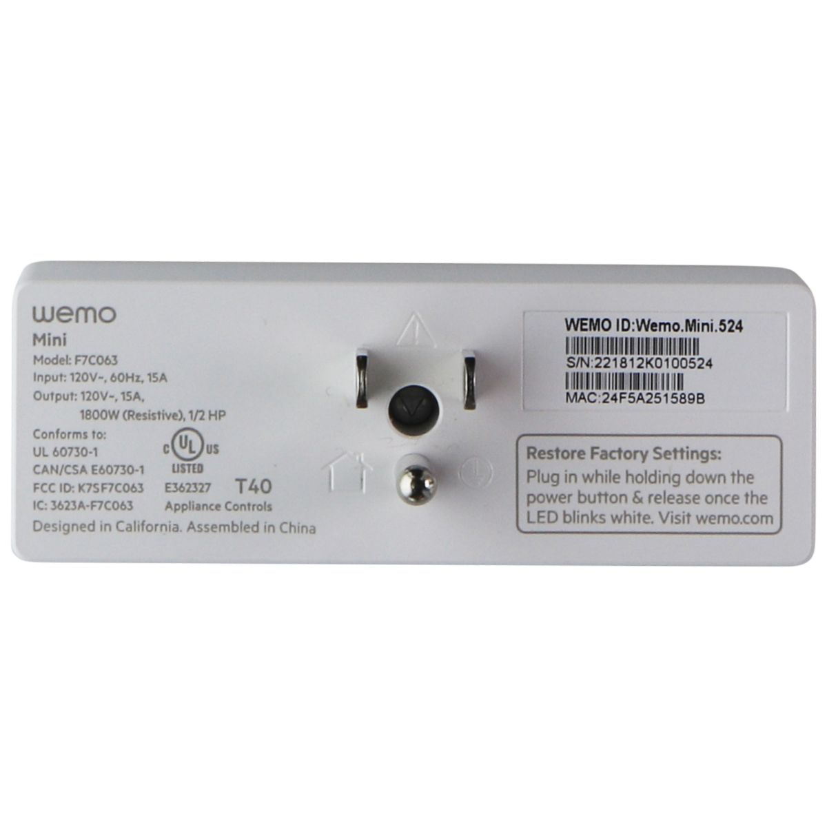 Wemo Mini Wi-Fi Smart Plug - App Controlled Wall Outlet (Works w/ Nest) - White Home Improvement - Other Home Improvement WeMo - Simple Cell Bulk Wholesale Pricing - USA Seller