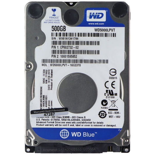 Western Digital Blue 2.5-inch SATAII Hard Drive - 500GB / WD5000LPVT / 5400RPM Digital Storage - Internal Hard Disk Drives, HDD Western Digital - Simple Cell Bulk Wholesale Pricing - USA Seller