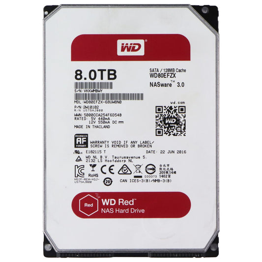 Western Digital Red NAS Hard Drive 8TB SATA III/128MB (WD80EFZX) Digital Storage - Internal Hard Disk Drives, HDD Western Digital - Simple Cell Bulk Wholesale Pricing - USA Seller