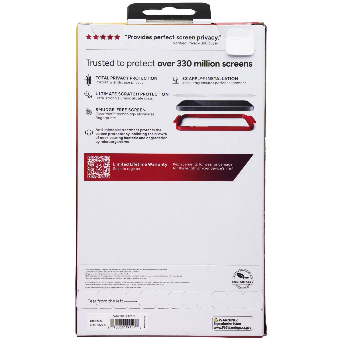 ZAGG Invisible Shield Privacy 360 Protect Screen Protector for iPhone 15 Pro Cell Phone - Screen Protectors Zagg - Simple Cell Bulk Wholesale Pricing - USA Seller