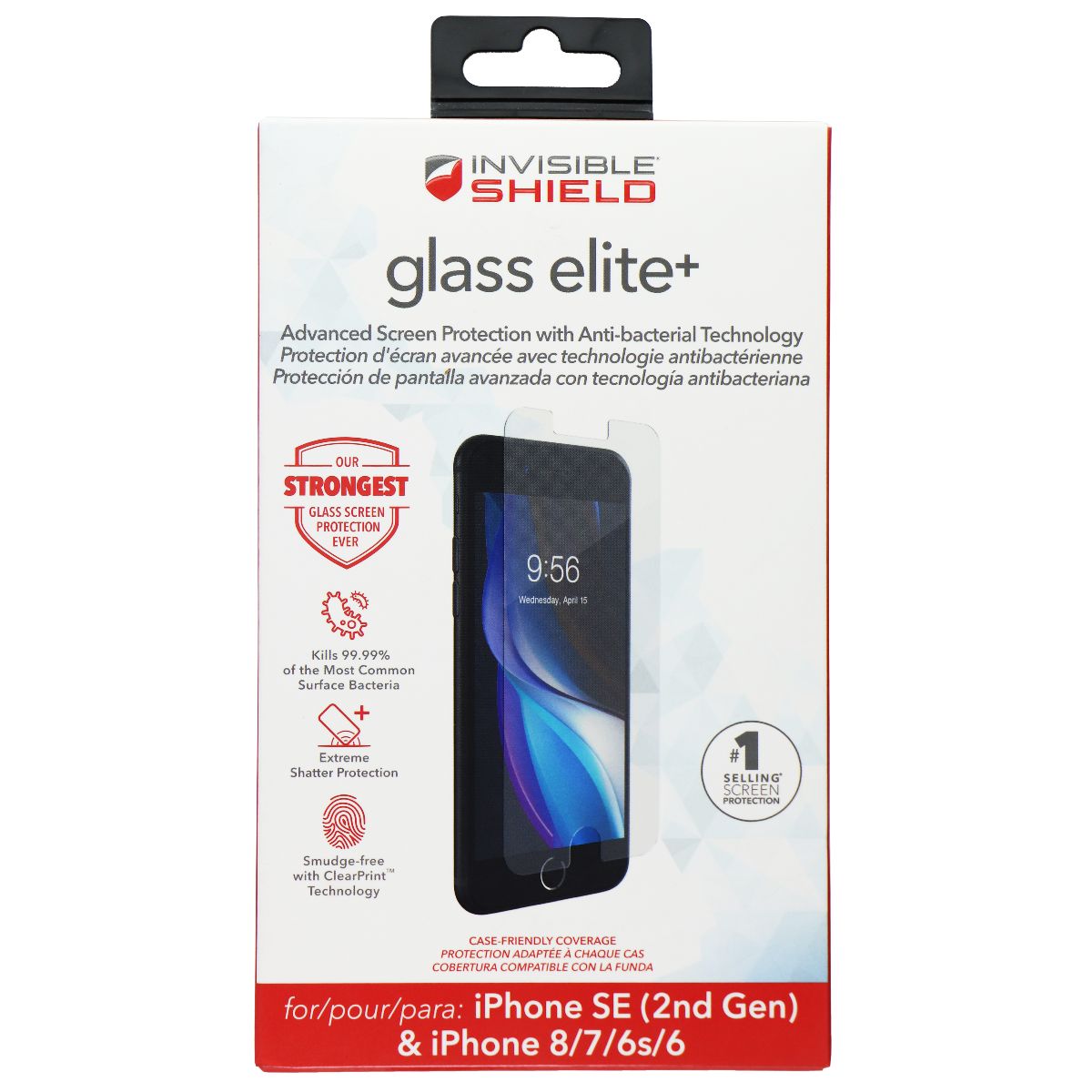 ZAGG (Glass Elite+) Screen for iPhone SE (2nd Gen) / 8 / 7 / 6s - Clear Cell Phone - Screen Protectors Zagg - Simple Cell Bulk Wholesale Pricing - USA Seller