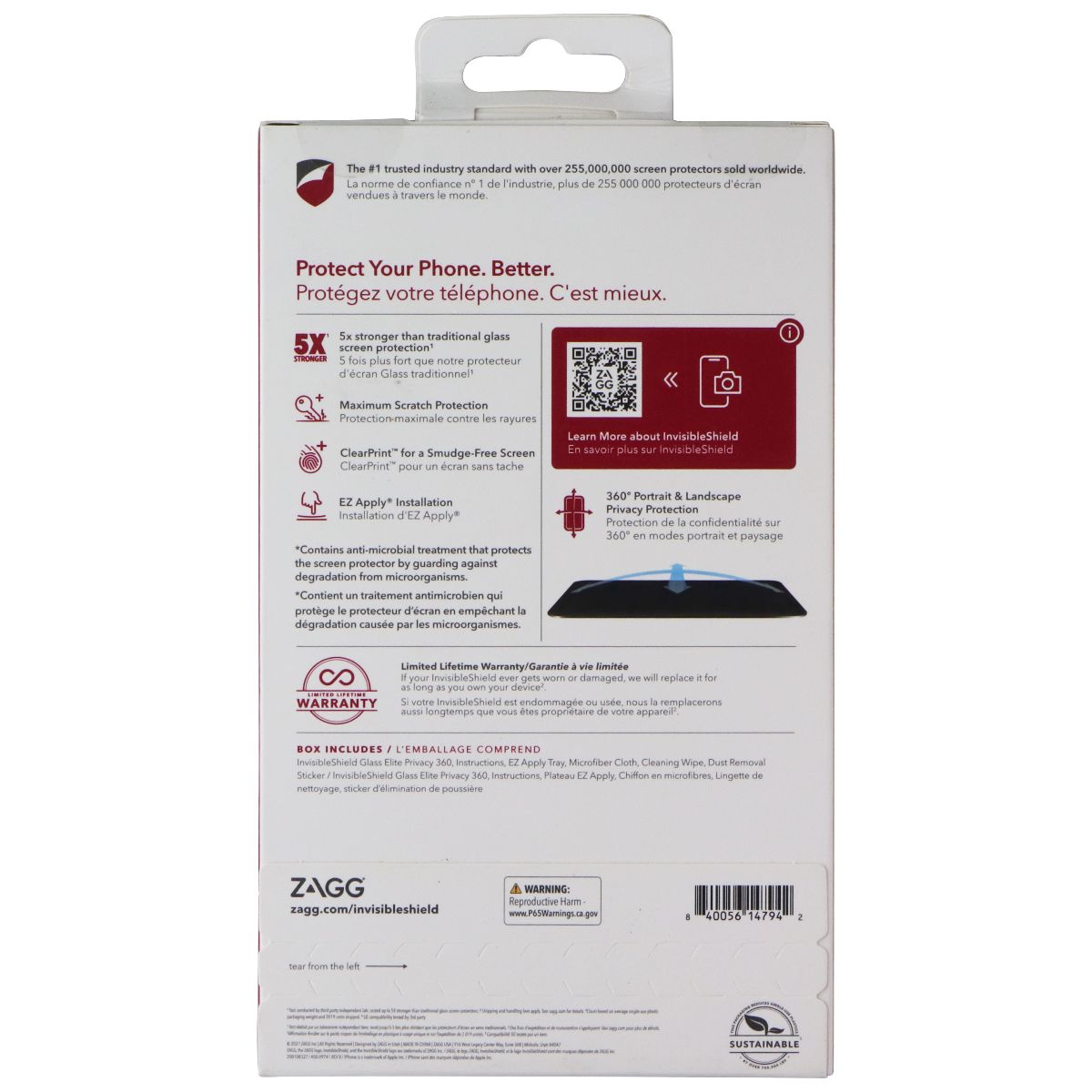 ZAGG Glass Elite Privacy 360 Screen for iPhone 17e / 16e / 14 / 13 / 13 Pro Cell Phone - Screen Protectors Zagg - Simple Cell Bulk Wholesale Pricing - USA Seller