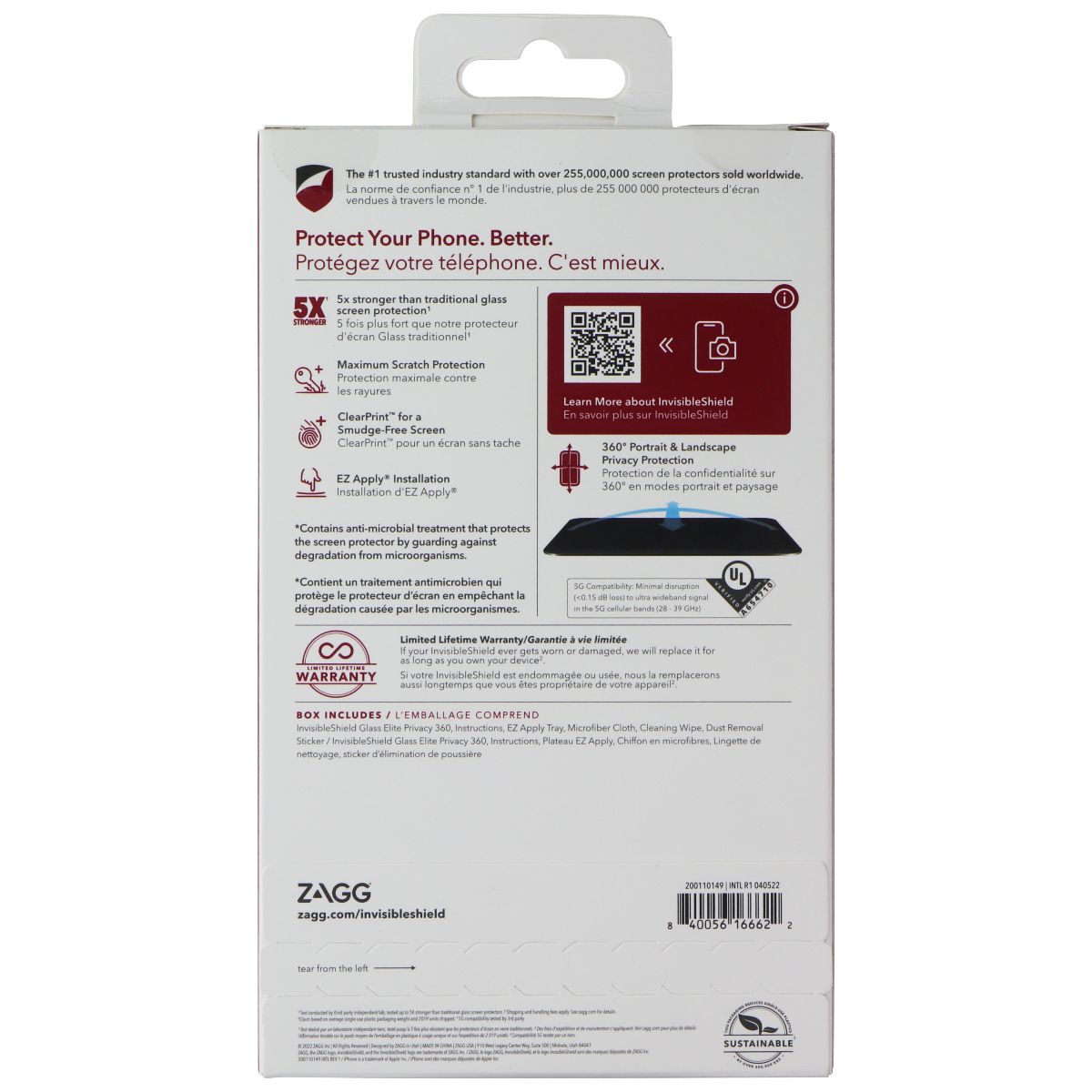 ZAGG Glass Elite Privacy 360 Screen Protector for Apple iPhone 14 Pro Cell Phone - Screen Protectors Zagg - Simple Cell Bulk Wholesale Pricing - USA Seller